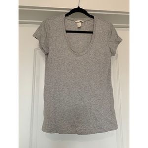 2 Pack H&M deep U neck t-shirts, sage green/gray